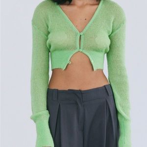 Source Unknown Fuzzy Crop Mohair Cardigan